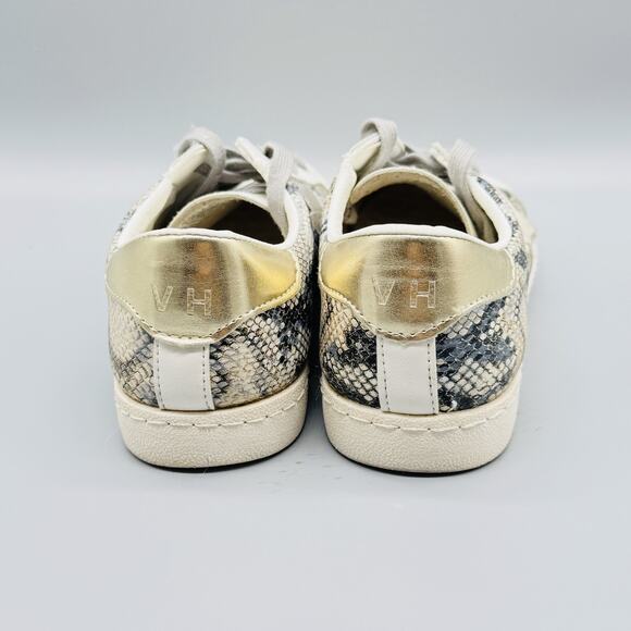 Vintage Havana Shoes Womens 7.5 White Gold Snake Print Star Low Top Sneakers - Picture 6 of 13
